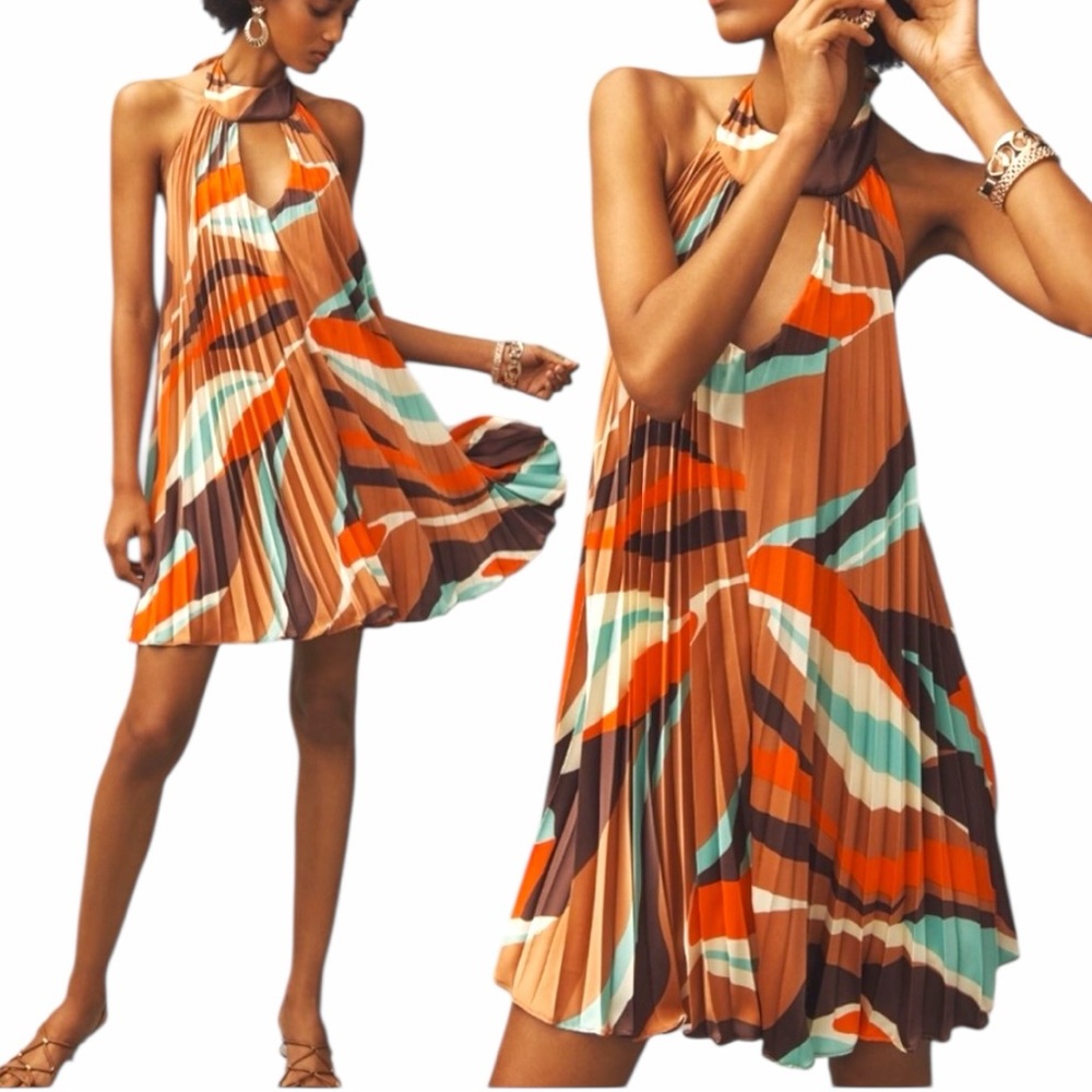 NEW ANTHROPOLOGIE HUTCH Pleated Swing Dress Size L